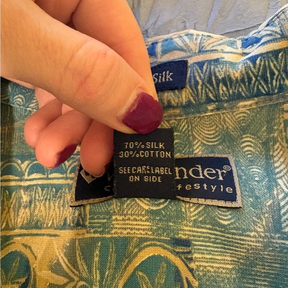 Weekenders L Men's Short Sleeve Silk Cotton Blend Hawaiian Tribal Pattern - Picture 6 of 8